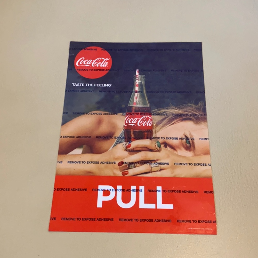 Coca-Cola window sticker push pull tease the feeling